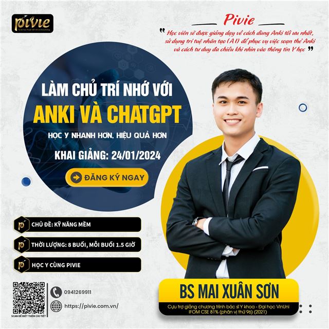 Làm chủ trí nhớ với Anki và chatGPT: Học Y nhanh hơn, hiệu quả hơn - Khóa 2 (PVKNbb_100094)