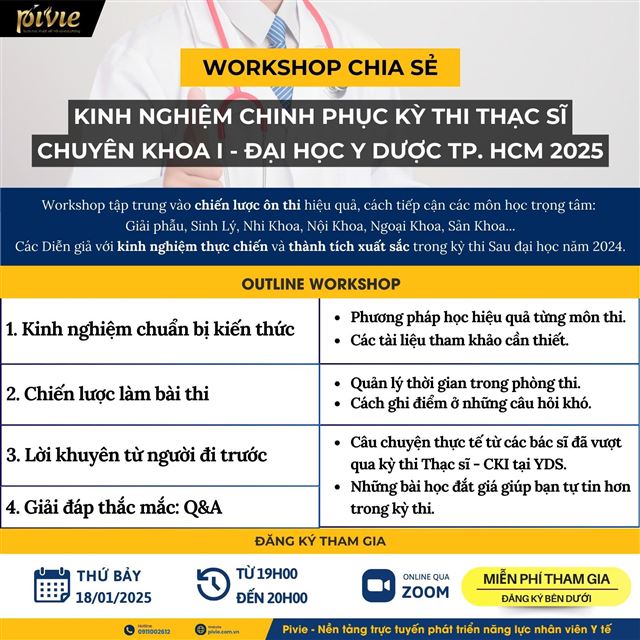 Workshop: Kinh Nghiệm Chinh Phục Kỳ thi Thạc Sĩ và Chuyên Khoa I - Đại Học Y Dược TP. HCM 2025