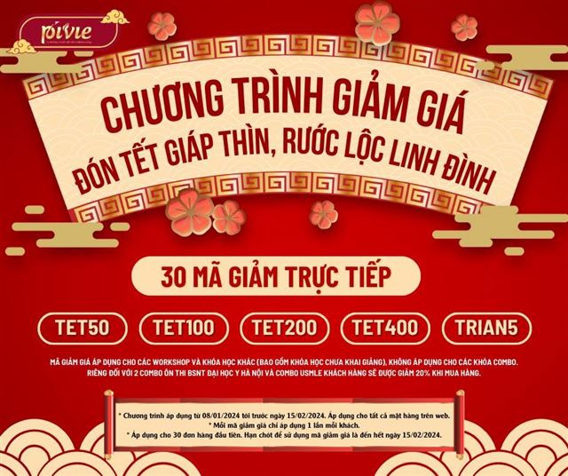 [CHƯƠNG TRÌNH GIẢM GIÁ] - ĐÓN TẾT GIÁP THÌN, RƯỚC LỘC LINH ĐÌNH TRÊN HÀNH TRÌNH HỌC TẬP CÙNG PIVIE.