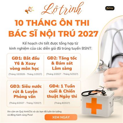 LỘ TRÌNH 10 THÁNG ÔN THI BÁC SĨ NỘI TRÚ CHO TÂN SINH VIÊN Y6