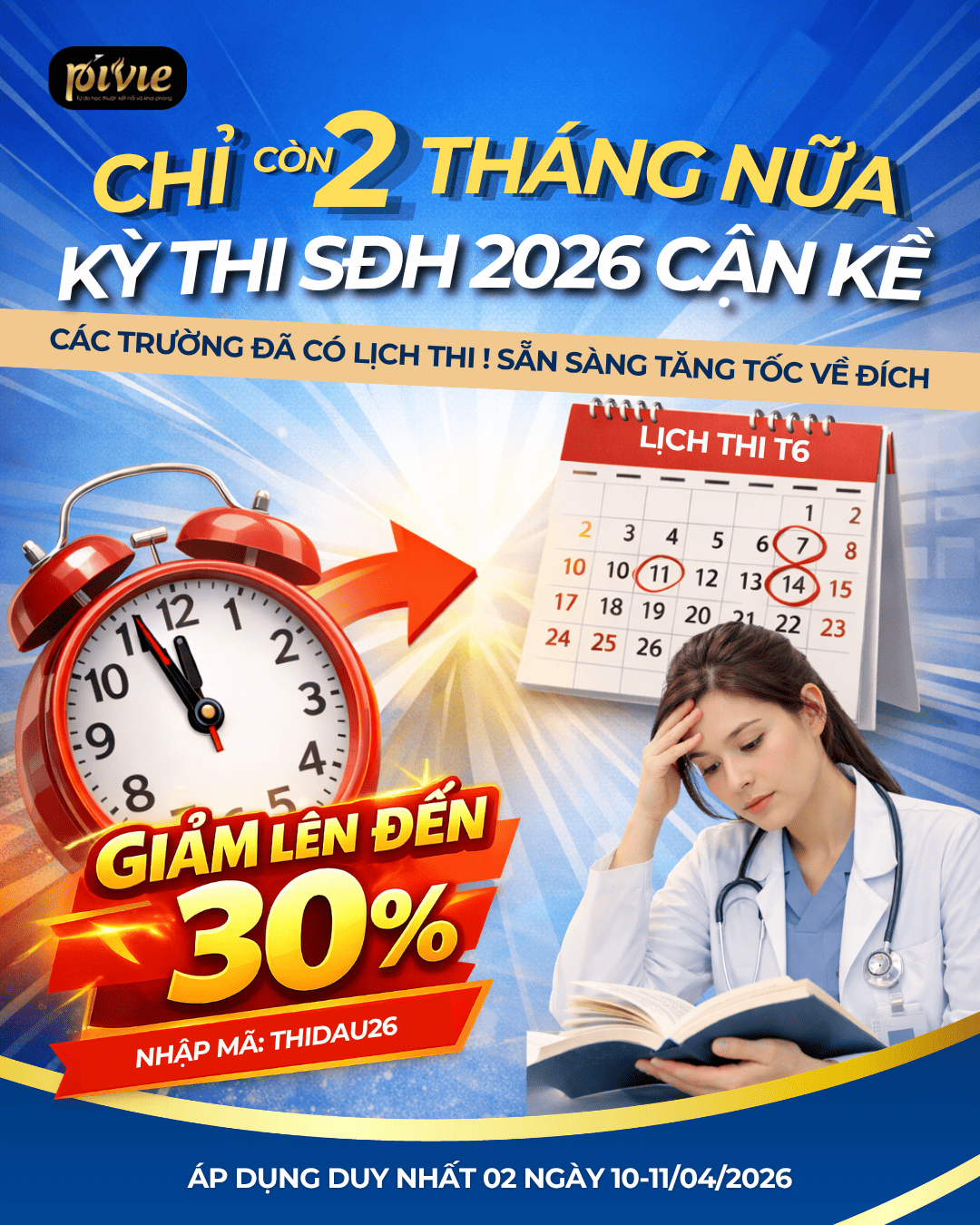 CHƯƠNG TRÌNH ƯU ĐÃI GIẢM LÊN ĐẾN 30% - CHỈ CÒN 2 THÁNG ÔN THI CHO KỲ THI THÁNG 6