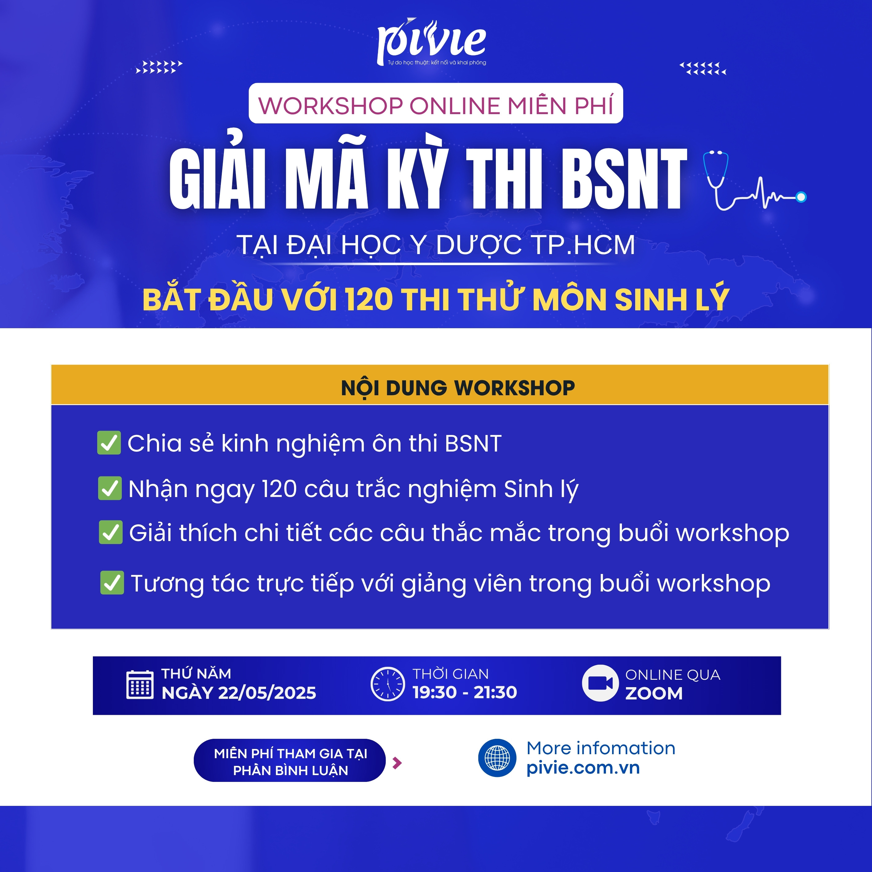 GIẢI MÃ KỲ THI BSNT TẠI ĐH Y DƯỢC TP.HCM - BẮT ĐẦU VỚI 120 CÂU THI THỬ SINH LÝ